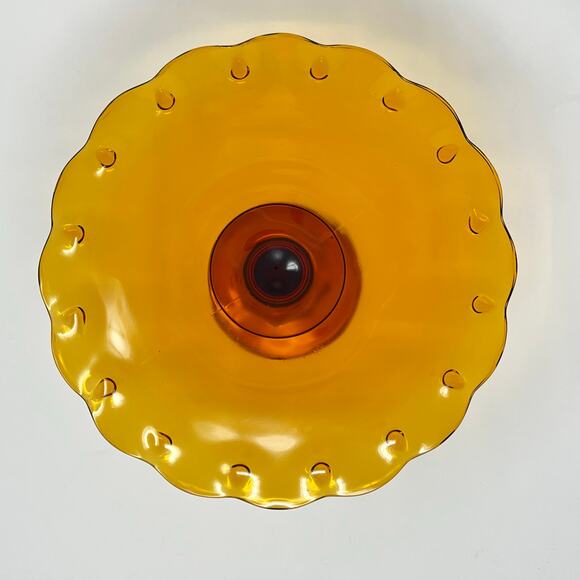 Indiana Glass Amber Teardrop Cake Plate Stand Glass Pedestal Footed - Picture 6 of 8